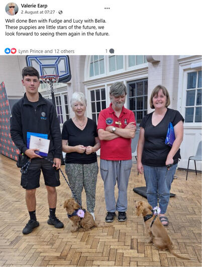 Ben with Fudge and Lucy with Bella.